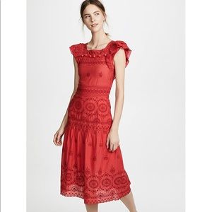 Sea Sofie Red Eyelet Midi Dress